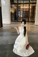Real Price and Real Shot Dress Women's Lace Stitching French Long Skirt - White