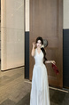 Real Price and Real Shot Dress Women's Lace Stitching French Long Skirt - White