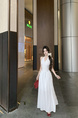 Real Price and Real Shot Dress Women's Lace Stitching French Long Skirt - White