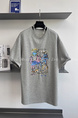 Korean Plus Size Women's Clothing 21 Cotton 210g 100% Cotton All-Match Round Neck Printed Letter Short-Sleeved - Gray
