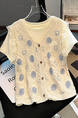 Gentle Style Suit for Women 2025 Summer New Hollow Vest Short-Sleeved T-Shirt Two-Piece Suit - Cream