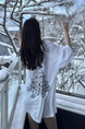 Korean Plus Size Women's Clothing 21 Cotton 210g 100% Cotton Short Sleeves Silhouette Casual T-Shirt - White