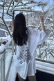 Korean Plus Size Women's Clothing 21 Cotton 210g 100% Cotton Short Sleeves Silhouette Casual T-Shirt - White
