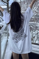 Korean Plus Size Women's Clothing 21 Cotton 210g 100% Cotton Short Sleeves Silhouette Casual T-Shirt - White