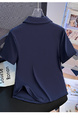 Real Shot 2025 Korean Version of the Polo Collar New Navy Color Buttons Heavy Embroidery Straight Shoulder Slim Fit