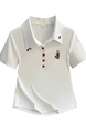 Real Shot 2025 Korean Version of the Polo Collar New White Color Buttons Heavy Embroidery Straight Shoulder Slim Fit