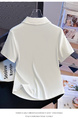 Real Shot 2025 Korean Version of the Polo Collar New White Color Buttons Heavy Embroidery Straight Shoulder Slim Fit