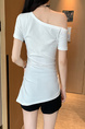 Real Shot of Threaded 210g Short-Sleeved T-Shirt Summer 2025 New White Short Slim-Fitting Off-Shoulder Trendy Oblique