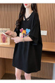 Official Pictures and Real Prices Douyin Quality/Back Collar/Lose Mid-Length Stylish V-Neck Design Top in Black
