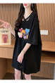 Official Pictures and Real Prices Douyin Quality/Back Collar/Lose Mid-Length Stylish V-Neck Design Top in Black