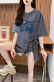 Real Shot and Real Price Douyin Quality/Pure Cotton/Back Collar/Medium and Long Loose Slit Strap Design T in Gray