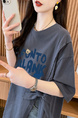 Real Shot and Real Price Douyin Quality/Pure Cotton/Back Collar/Medium and Long Loose Slit Strap Design T in Gray