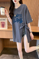 Real Shot and Real Price Douyin Quality/Pure Cotton/Back Collar/Medium and Long Loose Slit Strap Design T in Gray