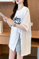 Real Shot and Real Price Douyin Quality/Pure Cotton/Back Collar/Medium and Long Loose Slit Strap Design T in White
