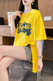 Real Shot and Real Price Douyin Quality/Pure Cotton/Back Collar/Medium and Long Loose Slit Strap Design T in Yellow