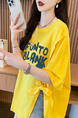Real Shot and Real Price Douyin Quality/Pure Cotton/Back Collar/Medium and Long Loose Slit Strap Design T in Yellow