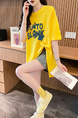 Real Shot and Real Price Douyin Quality/Pure Cotton/Back Collar/Medium and Long Loose Slit Strap Design T in Yellow