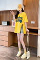 Real Shot and Real Price Douyin Quality/Pure Cotton/Back Collar/Medium and Long Loose Slit Strap Design T in Yellow
