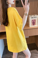 Real Shot and Real Price Douyin Quality/Pure Cotton/Back Collar/Medium and Long Loose Slit Strap Design T in Yellow