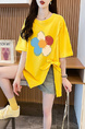 Real Shot and Real Price Douyin Quality/Pure Cotton/Back Collar/Medium and Long Loose Slit Strap Design T in Yellow