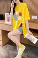 Real Shot and Real Price Douyin Quality/Pure Cotton/Back Collar/Medium and Long Loose Slit Strap Design T in Yellow