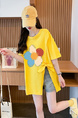 Real Shot and Real Price Douyin Quality/Pure Cotton/Back Collar/Medium and Long Loose Slit Strap Design T in Yellow