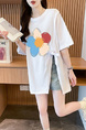Real Shot and Real Price Douyin Quality/Pure Cotton/Back Collar/Medium and Long Loose Slit Strap Design T in White