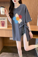 Real Shot and Real Price Douyin Quality/Pure Cotton/Back Collar/Medium and Long Loose Slit Strap Design T in Gray