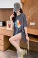 Real Shot and Real Price Douyin Quality/Pure Cotton/Back Collar/Medium and Long Loose Slit Strap Design T in Gray