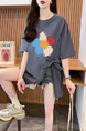 Real Shot and Real Price Douyin Quality/Pure Cotton/Back Collar/Medium and Long Loose Slit Strap Design T in Gray