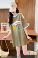 Real Shot and Real Price Douyin Quality/Pure Cotton/Back Collar/Loose Mid-Length Fashion Color T in Olive Green