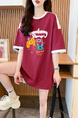 Real Shot and Real Price Douyin Quality/Pure Cotton/Back Collar/Loose Mid-Length Fashion Color T in Burgundy