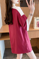 Real Shot and Real Price Douyin Quality/Pure Cotton/Back Collar/Loose Mid-Length Fashion Color T in Burgundy