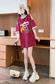 Real Shot and Real Price Douyin Quality/Pure Cotton/Back Collar/Loose Mid-Length Fashion Color T in Burgundy