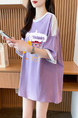 Real Shot and Real Price Douyin Quality/Pure Cotton/Back Collar/Loose Mid-Length Fashion Color T in Lavender