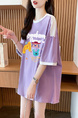 Real Shot and Real Price Douyin Quality/Pure Cotton/Back Collar/Loose Mid-Length Fashion Color T in Lavender