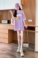 Real Shot and Real Price Douyin Quality/Pure Cotton/Back Collar/Loose Mid-Length Fashion Color T in Lavender